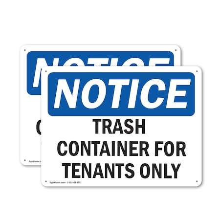 Signmission Trash Container For Tenants Only, 14 in W x Rectangle, Aluminum OS-2PACK-NS-A-1014-L-16744